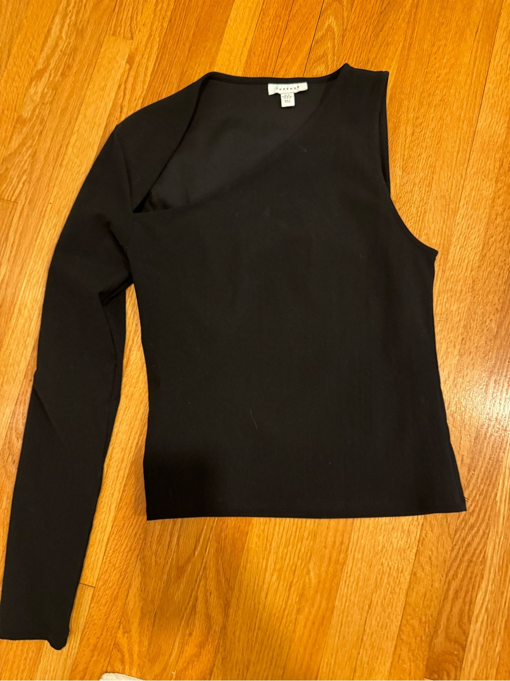 Topshop Black One-Shoulder Long Sleeve Top